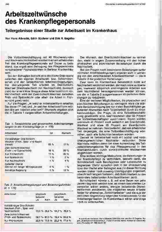 Vorschauseite 1: Arbeitszeitwünsche des Krankenpflegepersonals