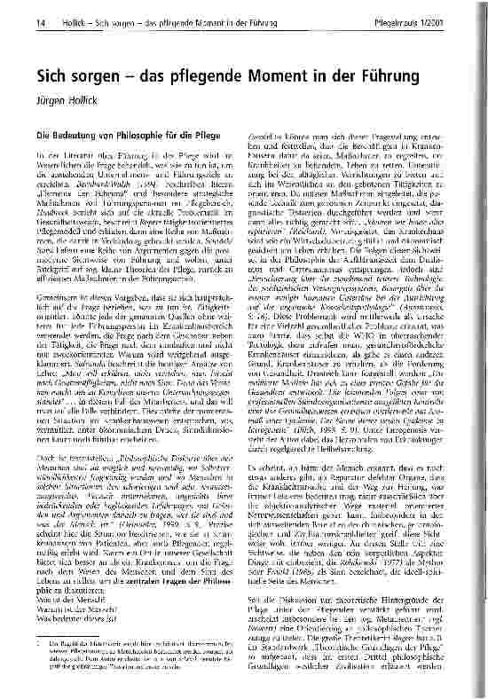 Vorschauseite 1: Sich sorgen - das pflegende Moment in der Führung