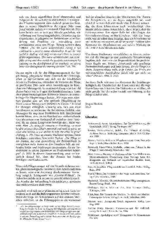 Vorschauseite 6: Sich sorgen - das pflegende Moment in der Führung