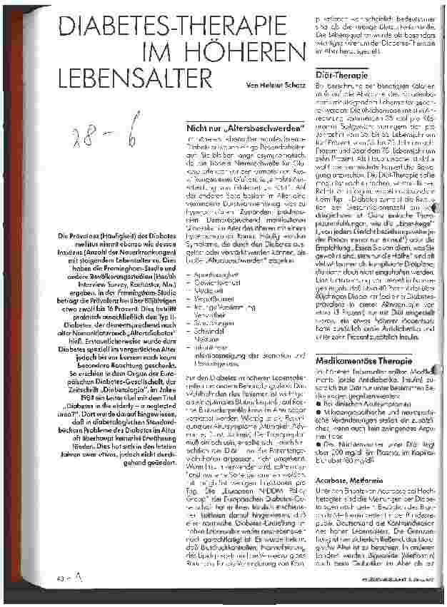 Vorschauseite 1: Diabetes-Therapie im höheren Lebensalter