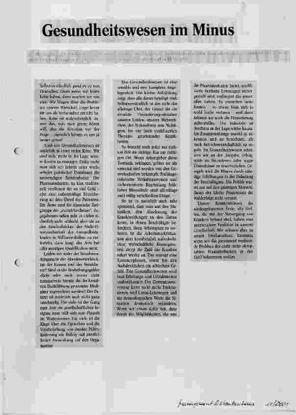 Vorschauseite 1: Gesundheitswesen im Minus