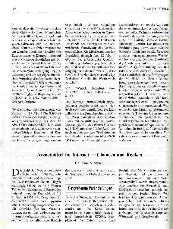 Vorschauseite 1: Arzneimittel im Internet - Chancen und Risiken