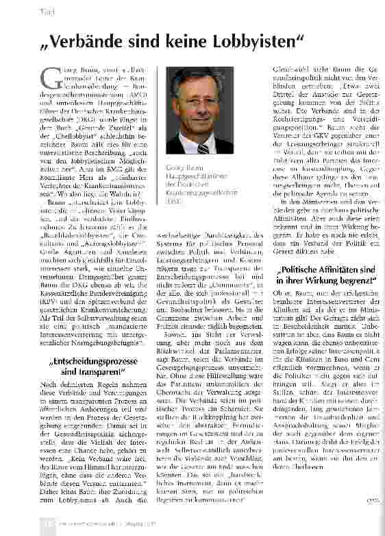 Vorschauseite 1: „Verbände sind keine Lobbyisten