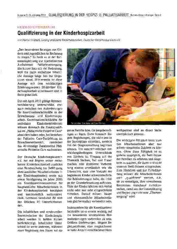 Vorschauseite 1: Qualifizierung in der Kinderhospizarbeit