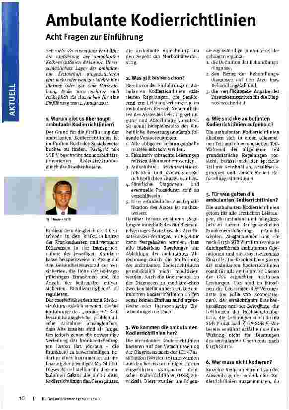 Vorschauseite 1: Ambulante KodierrichtlinienAcht Fragen zur Einführung