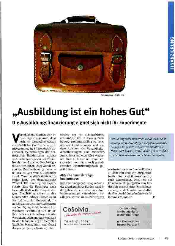 Vorschauseite 1: Ausbildung ist ein hohes Gut