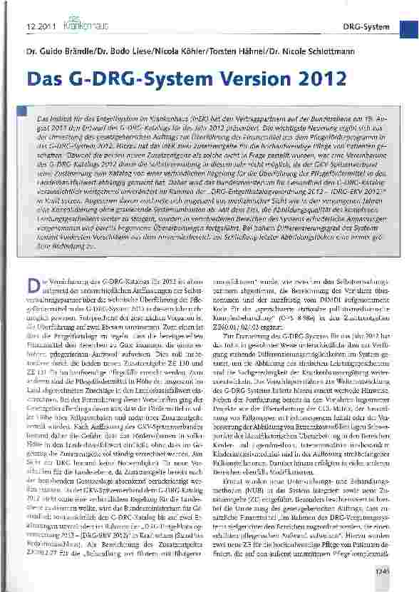Vorschauseite 1: Das G-DRG-System Version 2012