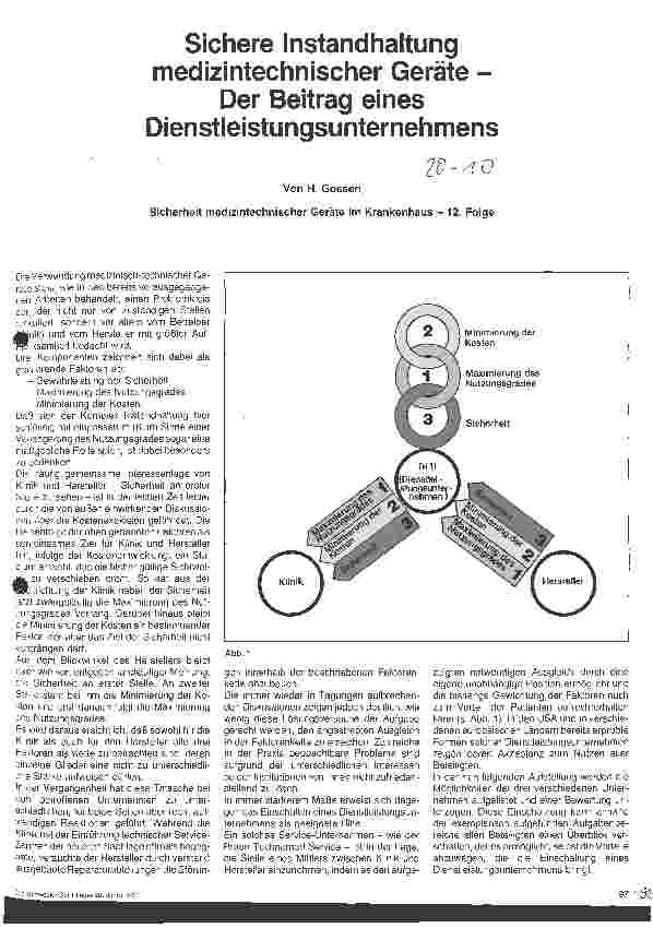 Vorschauseite 1: Sichere Instandhaltung medizintechnischer Geräte - Der Beitrag eines Dienstleistungsunternehmers
