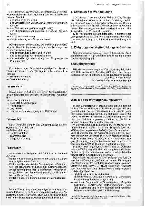 Vorschauseite 2: Weiterbildung für Kinderkrankenschwestern im sozialund sonderpädagogischen Bereich