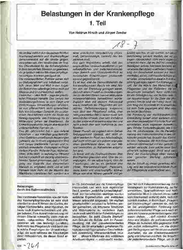 Vorschauseite 1: Belastungen in der Krankenpflege 1. Teil
