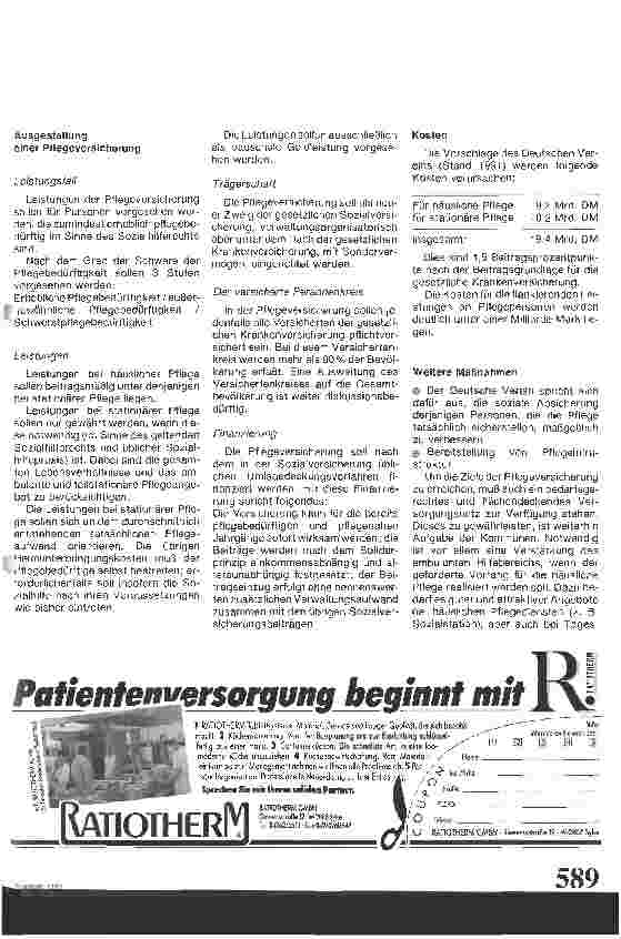 Vorschauseite 3: Pflegeversicherung - Die Position des Deutschen Vereins für öffentliche und private Fürsorge