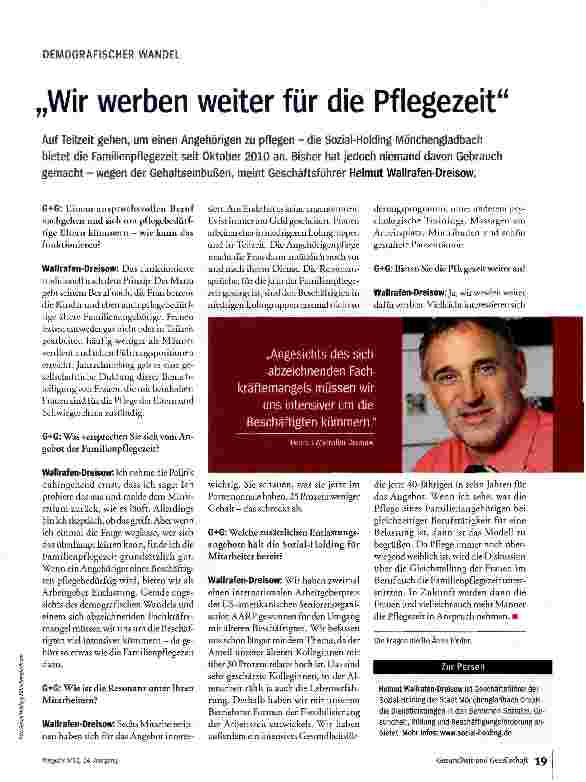Vorschauseite 1: „Wir werben weiter für die Pflegezeit