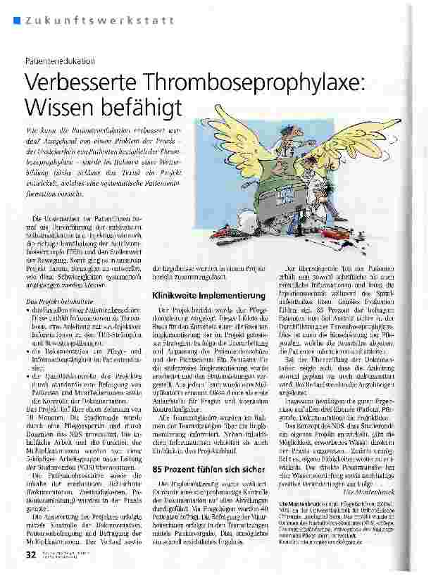 Vorschauseite 1: Patientenedukation Verbesserte Thromboseprophylaxe Wissen befähigt