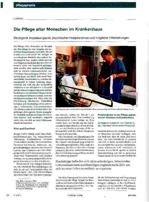 Vorschauseite 1: Die Pflege alter Menschen im Krankenhaus