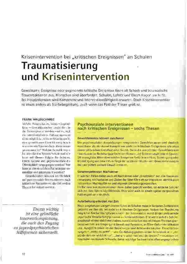 Vorschauseite 1: Traumatisierung und Krisenintervention
