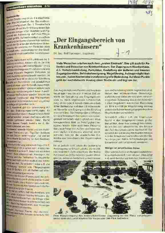 Vorschauseite 1: Der Eingangsbereich von Krankenhäusern