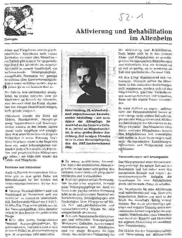 Vorschauseite 1: Aktivierung und Rehabilitation im Altenheim