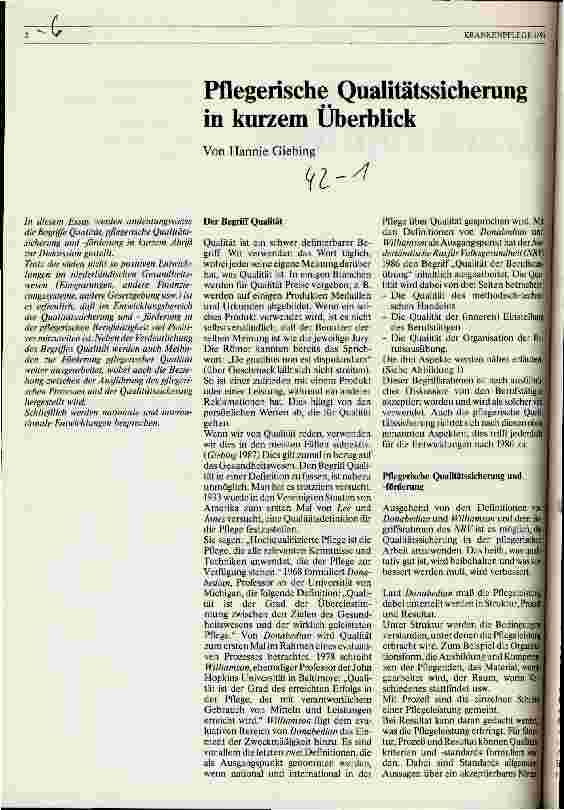 Vorschauseite 1: Pflegerische Qualitätssicherung in kurzem Überblick