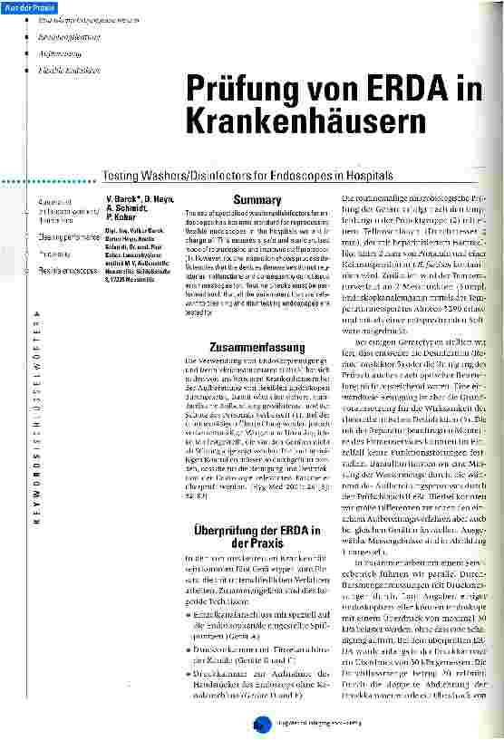 Vorschauseite 1: Prüfung von ERDA in Krankenhäusern