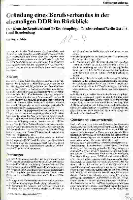 Vorschauseite 1: Gründung eines Berufsverbandes in der ehemaligen DDR im Rückblick