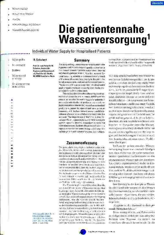 Vorschauseite 1: Die patientennahe Wasserversorgung