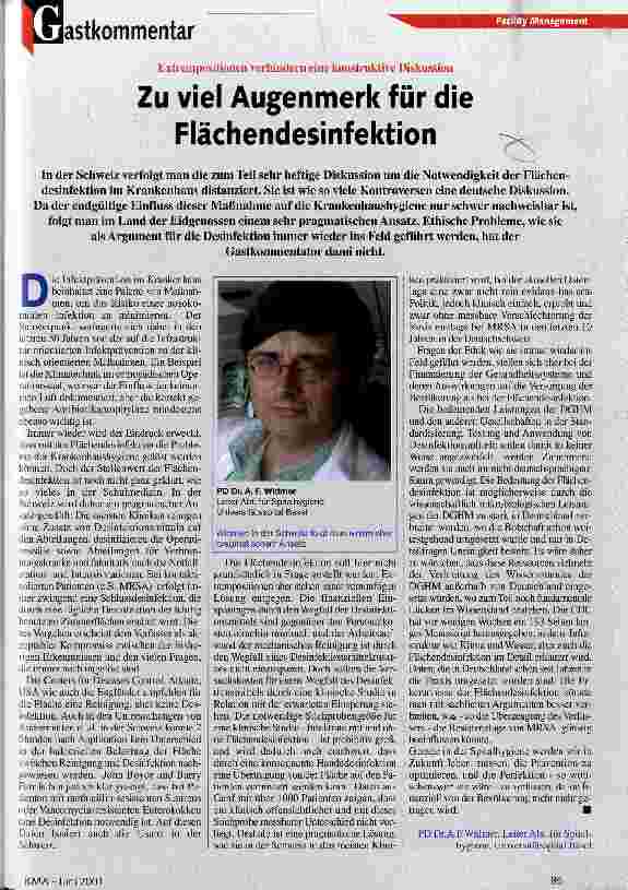 Vorschauseite 1: Zu viel Augenmerk für die Flächendesinfektion