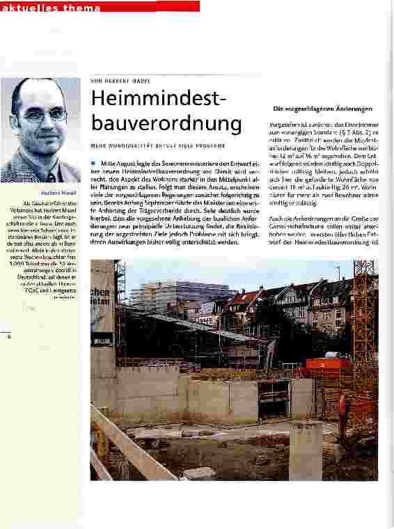 Vorschauseite 1: Heimmindestbauverordnung Mehr Wohnqualität bringt viele Probleme