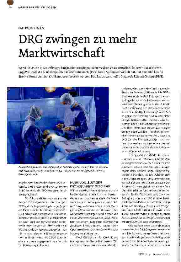 Vorschauseite 1: FALLPAUSCHALENDRG zwingen zu mehr Marktwirtschaft
