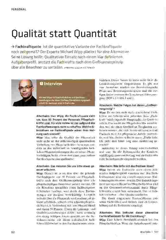 Vorschauseite 1: Qualität statt Quantität