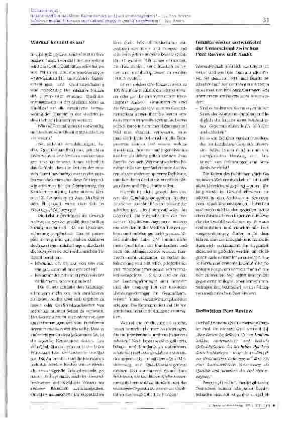 Vorschauseite 2: Inhalte statt Formalitäten: Kulturwandel im Qualitätsmanagement? -das Peer Review