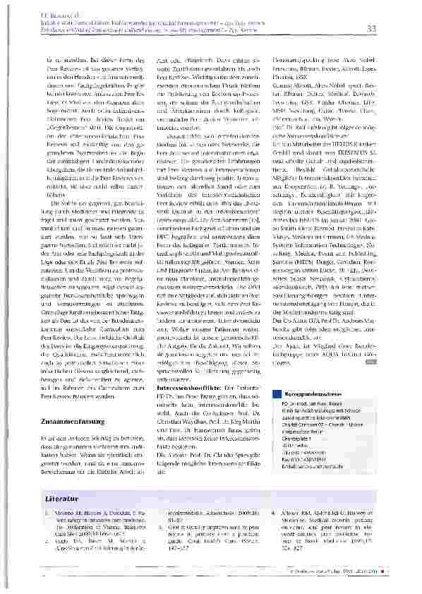 Vorschauseite 4: Inhalte statt Formalitäten: Kulturwandel im Qualitätsmanagement? -das Peer Review
