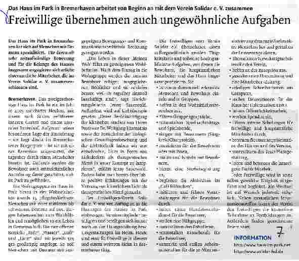 Vorschauseite 1: Freiwillige übernehmen auch ungewöhnliche Aufgaben