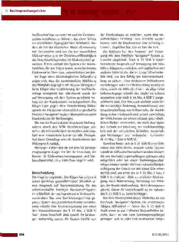 Vorschauseite 2: Kostenerstattung für ein Glukosemesssystem