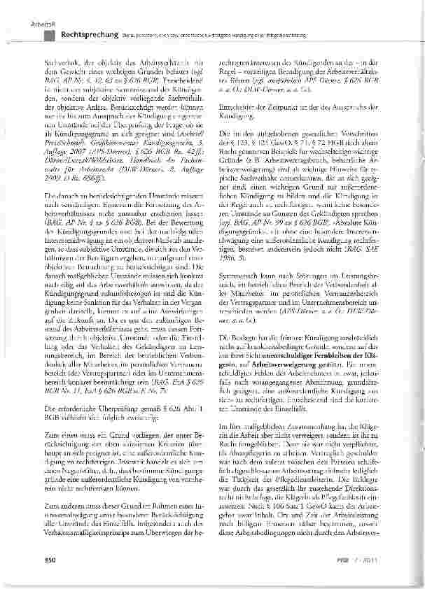 Vorschauseite 4: Zur außerordentlichen bzw. ordentlichen Arbeitgeberkündigung einer Pflegedienstleitung