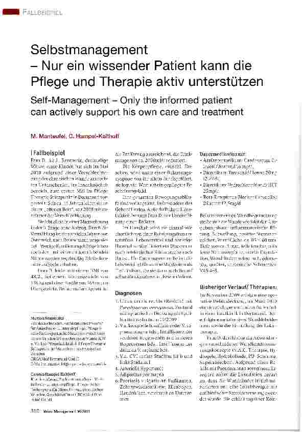 Vorschauseite 1: Selbstmanagement- Nur ein wissender Patient kann diePflege und Therapie aktiv unterstützen