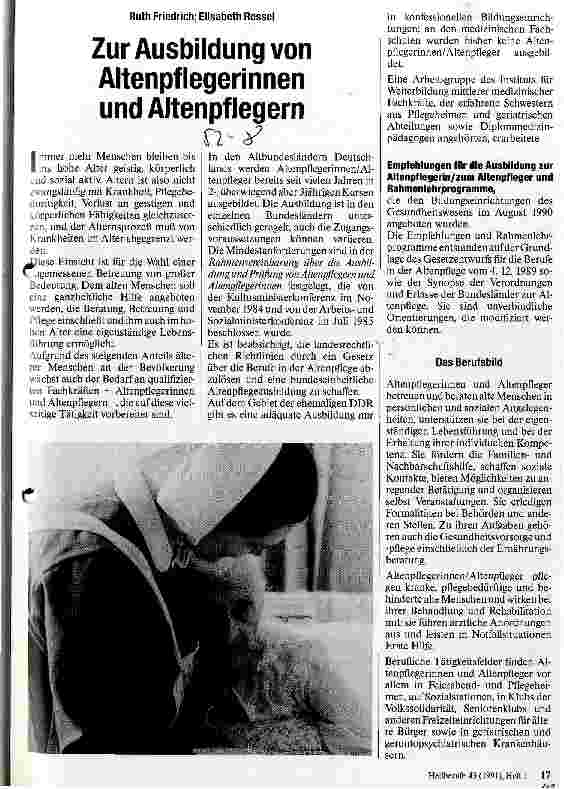 Vorschauseite 1: zur Ausbildung von Altenpflegerinnen und Altenpflegern