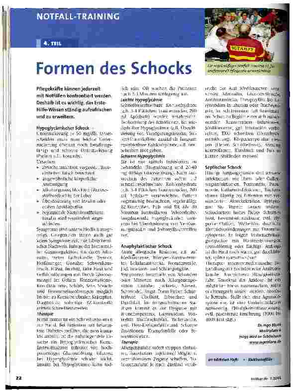 Vorschauseite 1: Formen des Schocks 4. Teil, Notfall-Training