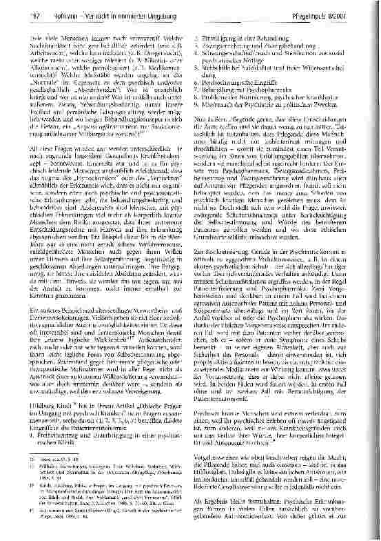 Vorschauseite 4: Ver-rückt in normierter Umgebung Ethische Überlegungen zur Pflege psychisch veränderter und kranker Menschen