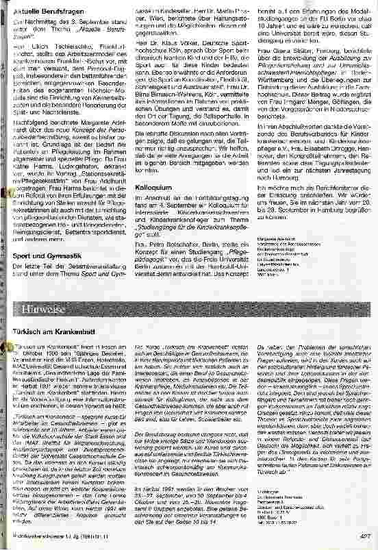 Vorschauseite 2: Jahrestagung 1991 der Kinderkrankenschwestern und Kinderkrankenpfleger