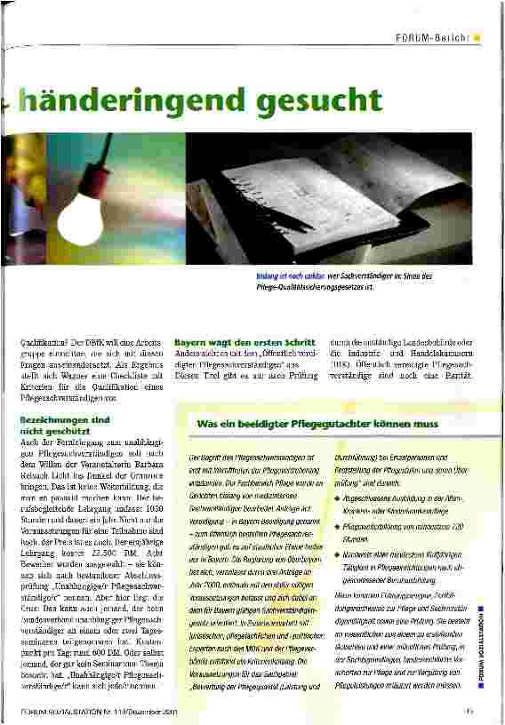 Vorschauseite 2: Pflege-Sachverständige - händeringend gesucht Upgrading kommt in Schwung