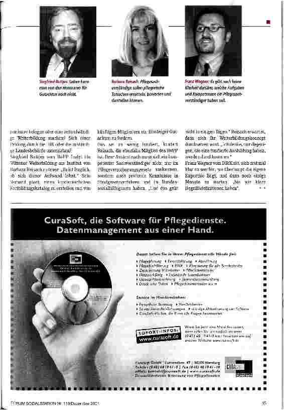 Vorschauseite 4: Pflege-Sachverständige - händeringend gesucht Upgrading kommt in Schwung