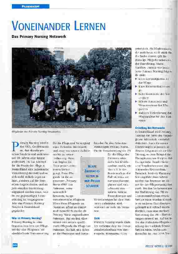 Vorschauseite 1: Voneinander lernen Das Primary Nursing Netzwerk