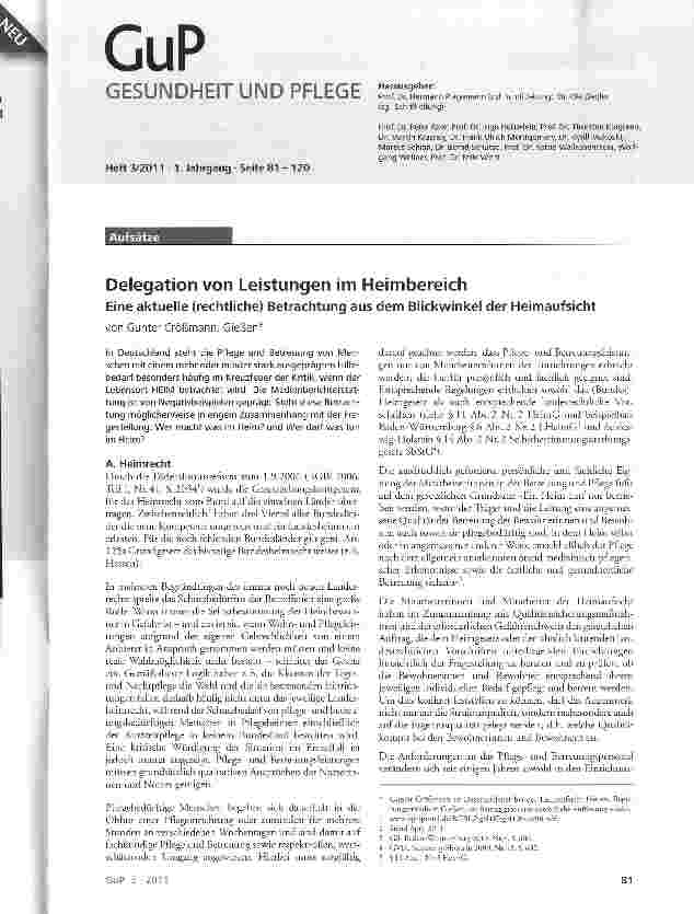 Vorschauseite 1: Delegation von Leistungen im Heimbereich