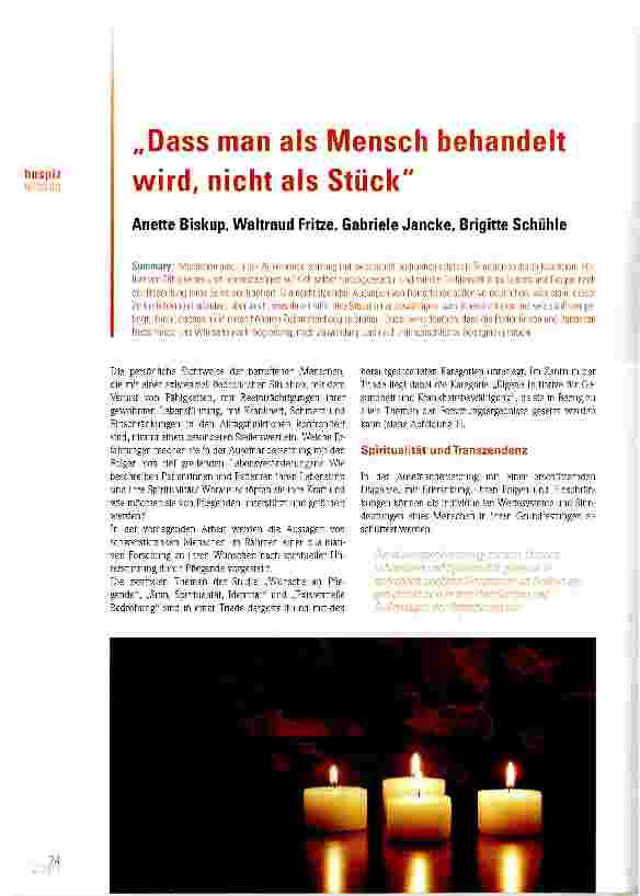 Vorschauseite 1: „Dass man als Mensch behandelt wird, nicht als Stück