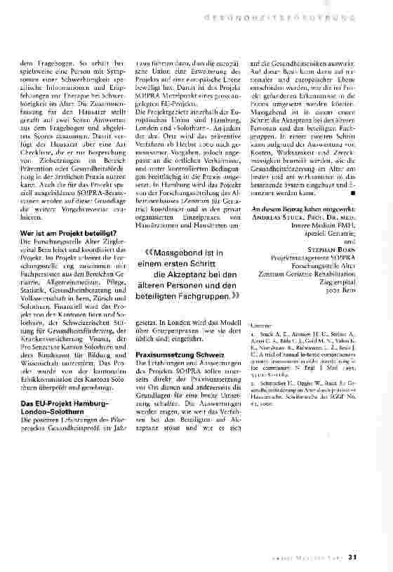 Vorschauseite 4: Gesundheitsförderung im Alter:das Projekt SOIPRA