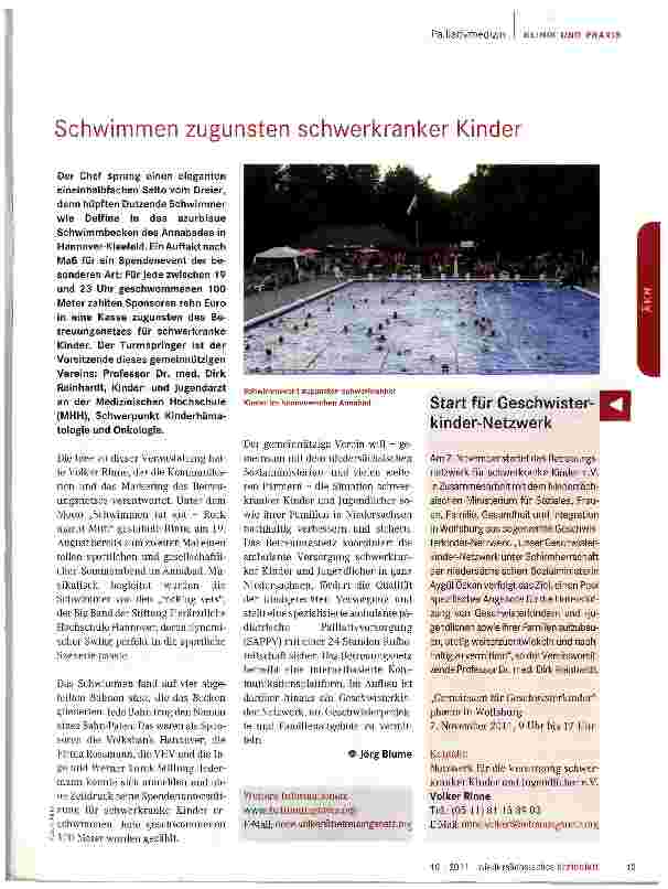 Vorschauseite 1: Schwimmen zugunsten schwerkranker Kinder
