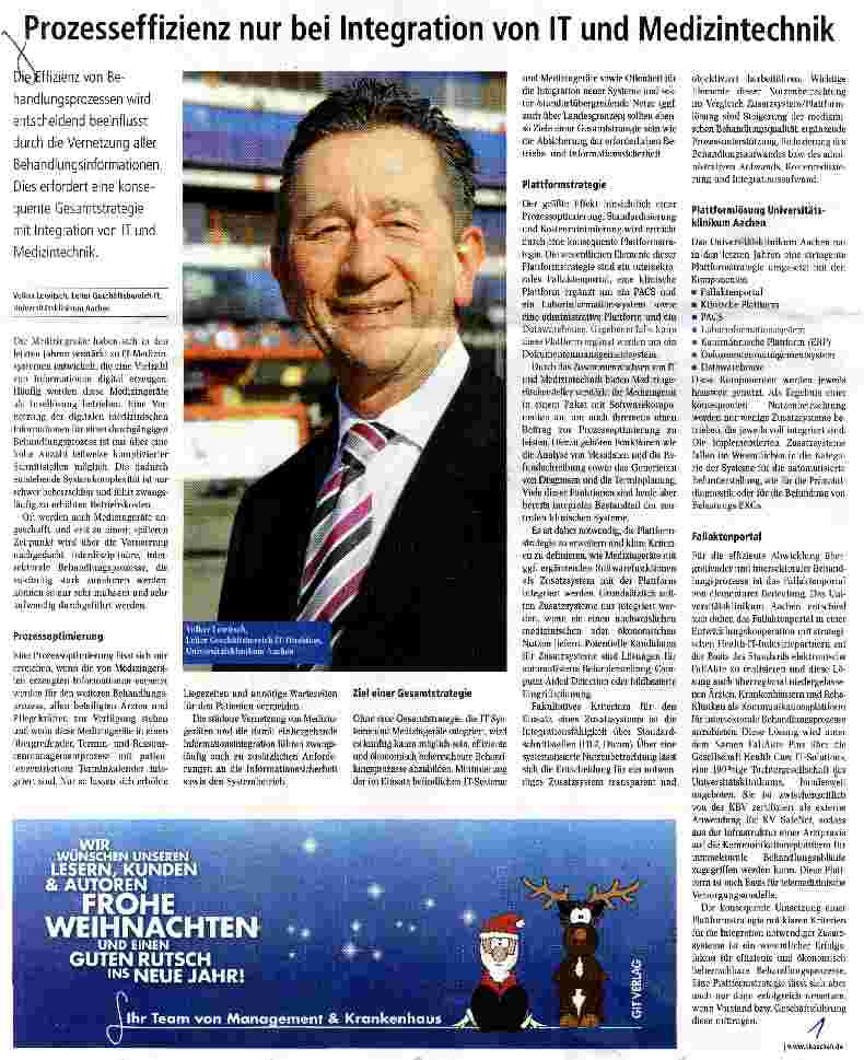 Vorschauseite 1: Prozesseffizienz nur bei Integration von IT und Medizintechnik