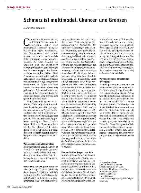 Vorschauseite 1: Schmerz ist multimodal. Chancen und Grenzen