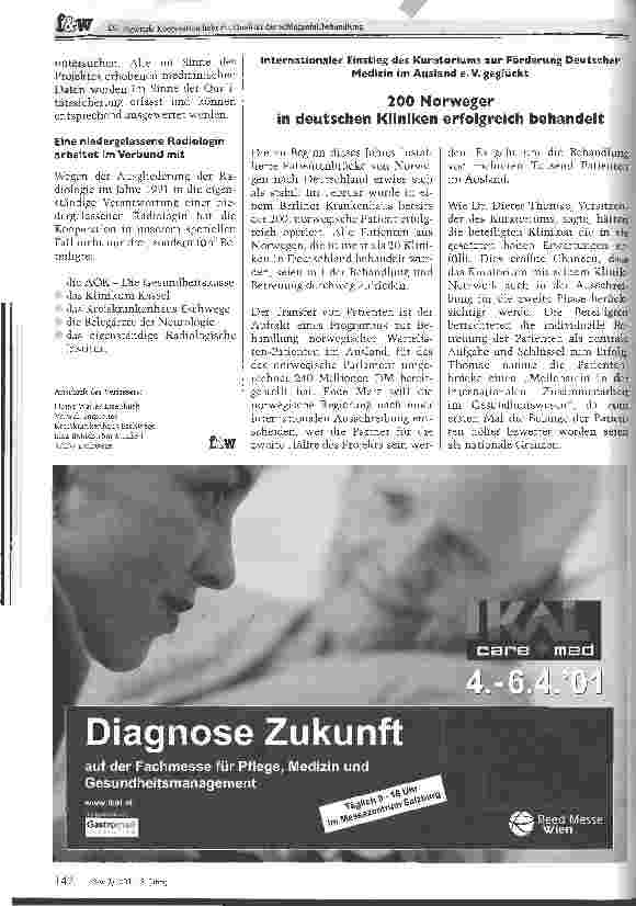 Vorschauseite 3: Die regionale Kooperation hebt die Qualität der SchlaganfallbehandlungAOK, Kasseler Klinikum und Kreiskrankenhau Eschwege arbeiten beispielhaft zusammen