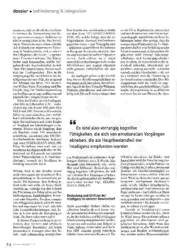 Vorschauseite 3: Sie erinnern uns an unsere eigene UnvollkommenheitWarum tut sich unsere Gesellschaft schwer Menschen mit einer geistigen Behinderung zu integrieren?